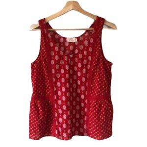 Two By Vince Camuto Red White Printed Peplum Tank Top M